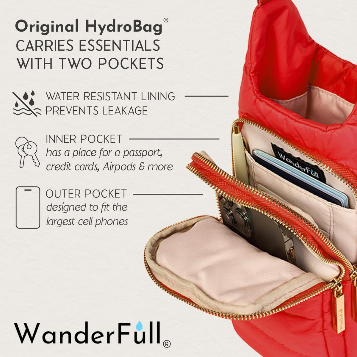 WanderFull Classic Matte Poppy Red HydroBag® Solid Strap