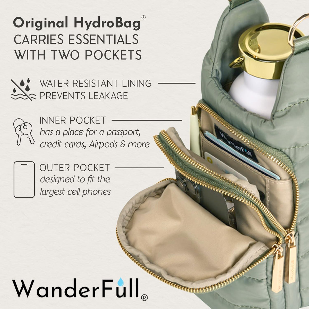 WanderFull Classic Matte Sage Green HydroBag®