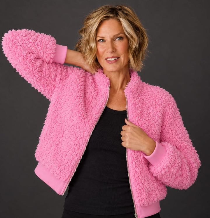 Danni Bomber Cotton Candy Sherpa Jacket