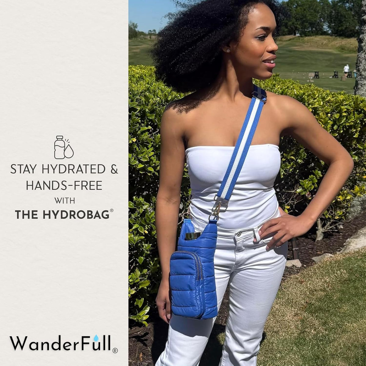 WanderFull Classic Matte Royal Blue HydroBag® with Striped Strap