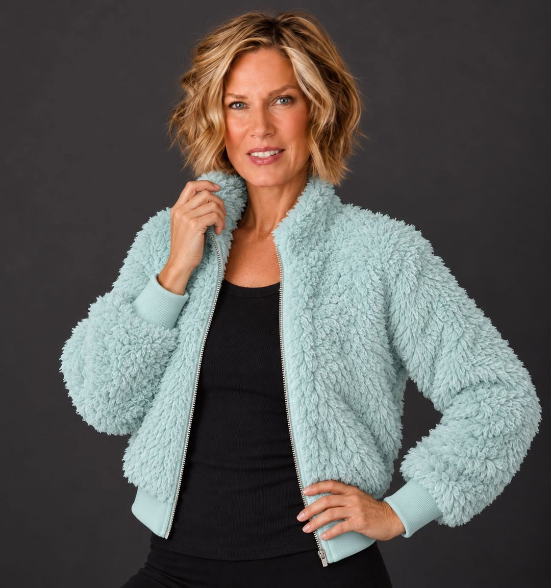 Danni Bomber Mint Julep Sherpa Jacket