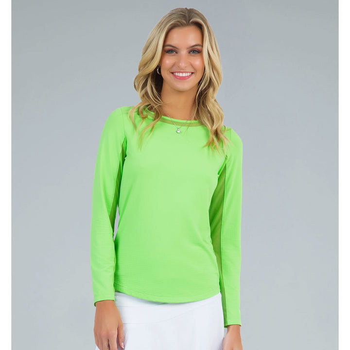 IBKUL Solid Long Sleeve Mesh Crewneck [2026]