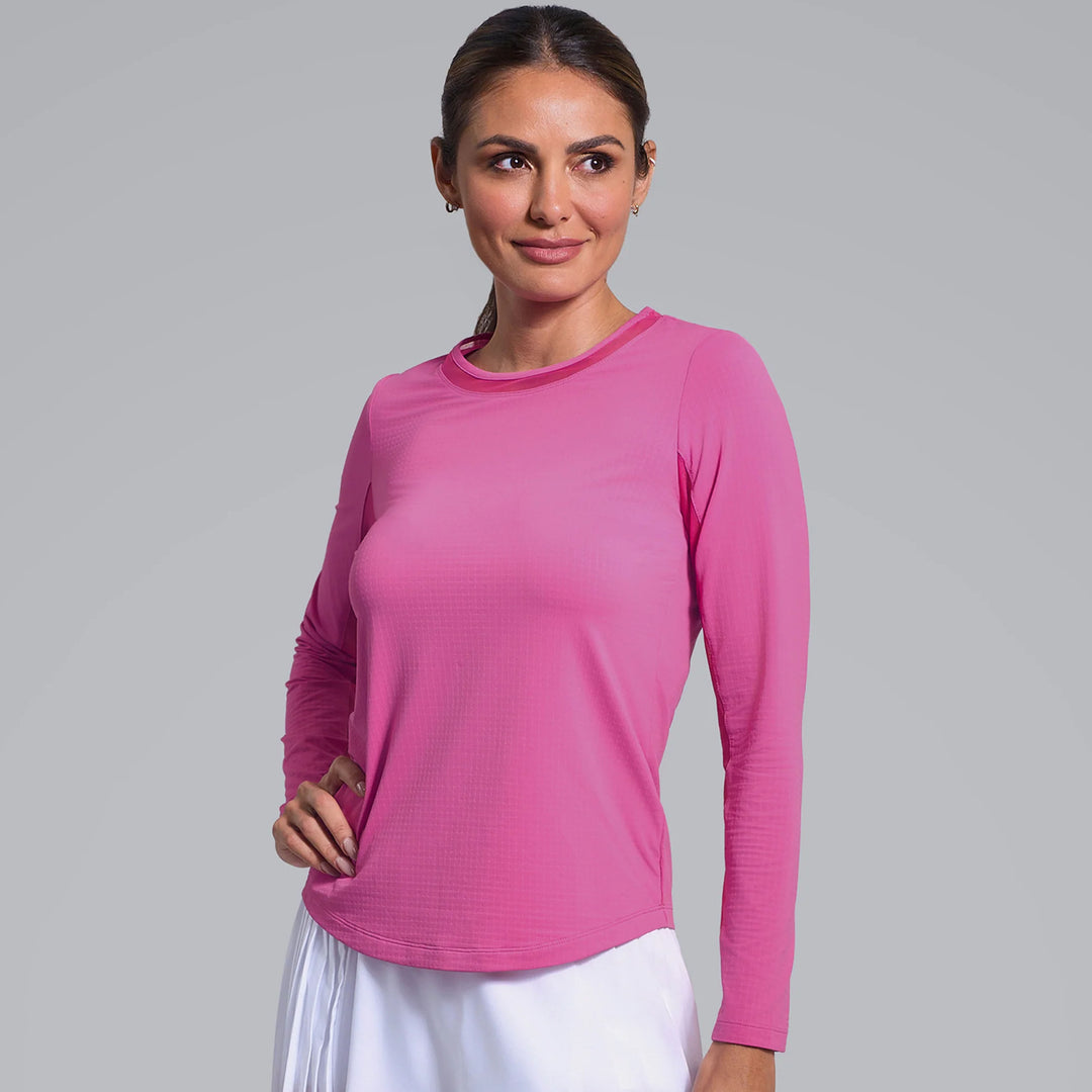 IBKUL Solid Long Sleeve Mesh Crewneck [2026]