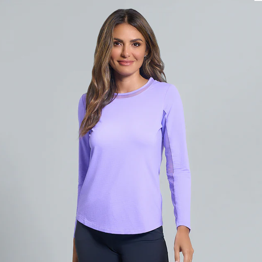 IBKUL Solid Long Sleeve Mesh Crewneck [2026]