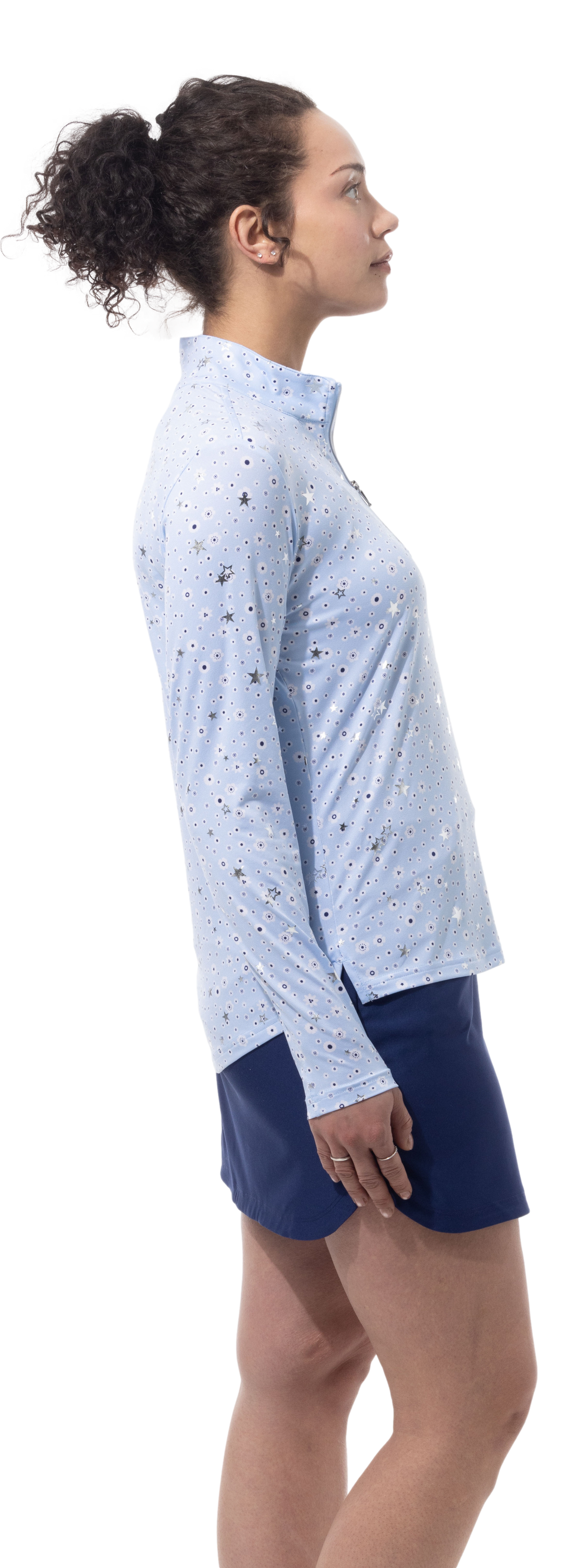 SanSoleil SolShine Star Struck Arctic Silver 1/4 Zip Mock 