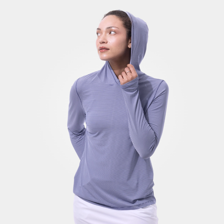 SanSoleil SolMelange Stripe Long Sleeve Hoodie [2026]