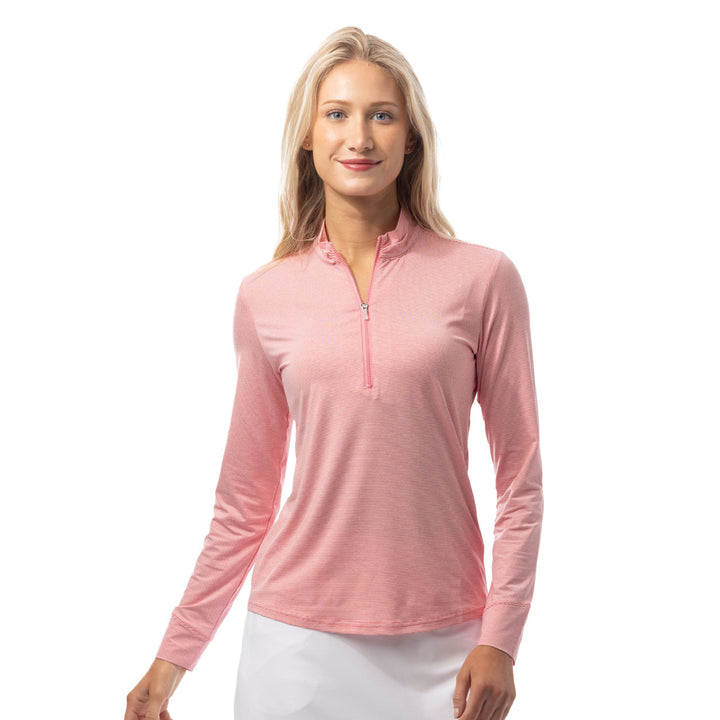 SanSoleil SolMelange Stripe Long Sleeve Zip Mock [2026]