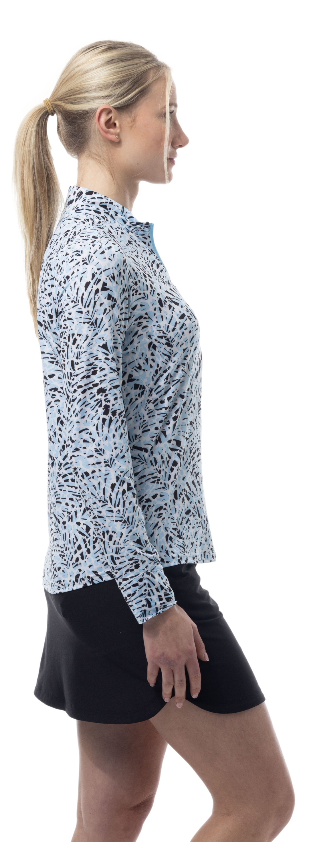SanSoleil SolMelange Jungle Cat Long Sleeve Zip Mock