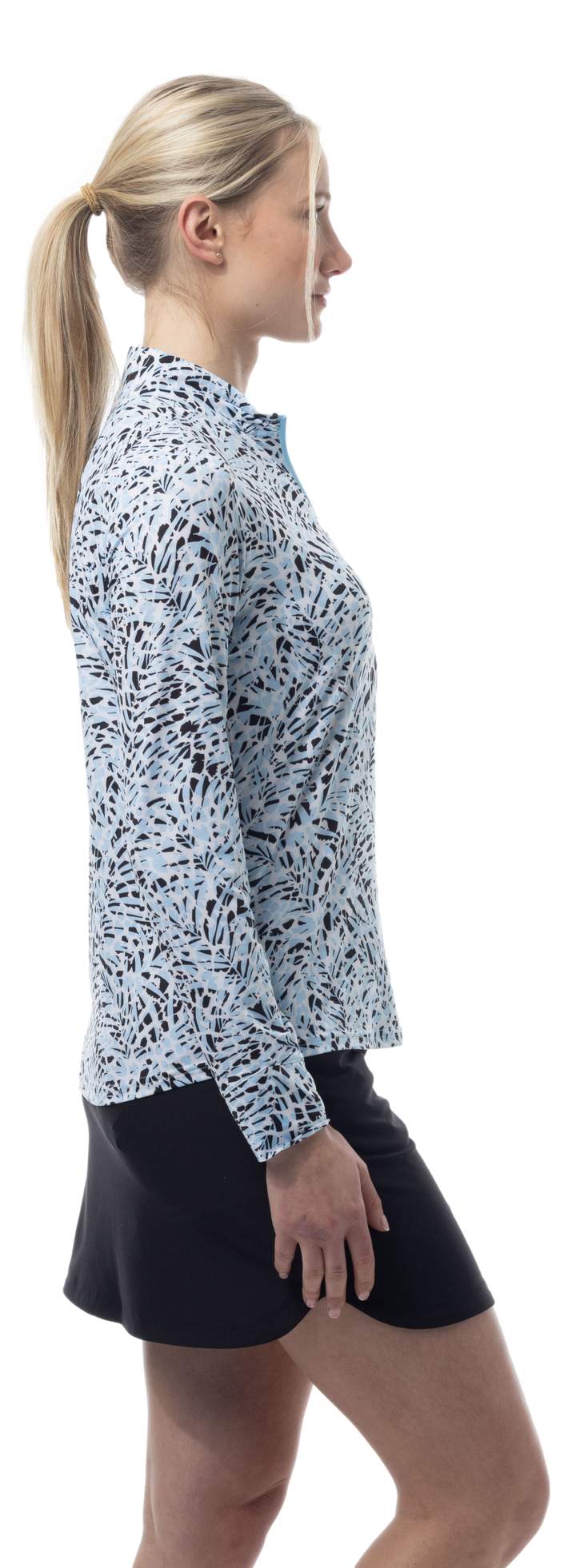 SanSoleil SolMelange Jungle Cat Long Sleeve Zip Mock