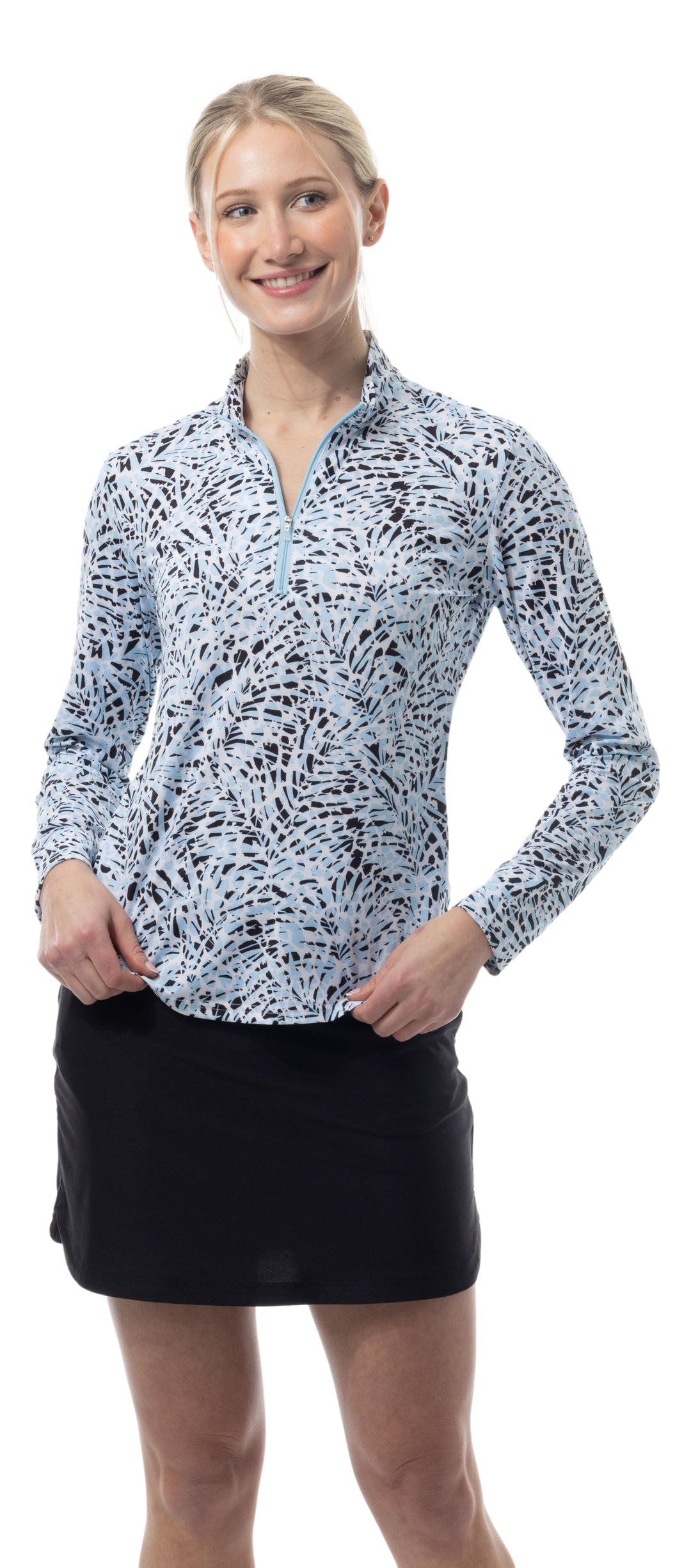 SanSoleil SolMelange Jungle Cat Long Sleeve Zip Mock
