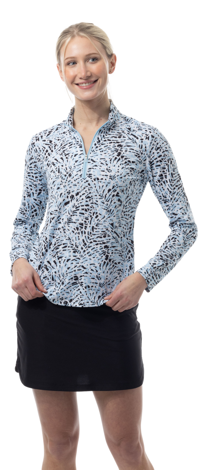 SanSoleil SolMelange Jungle Cat Long Sleeve Zip Mock