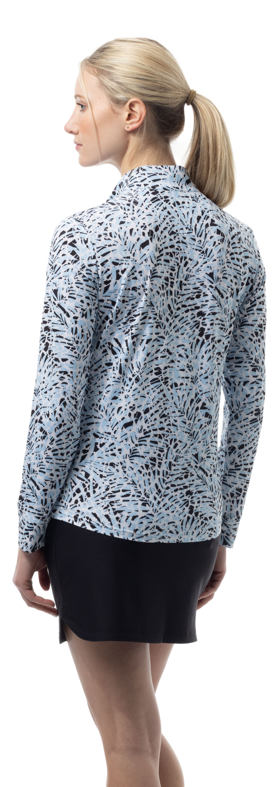 SanSoleil SolMelange Jungle Cat Long Sleeve Zip Mock