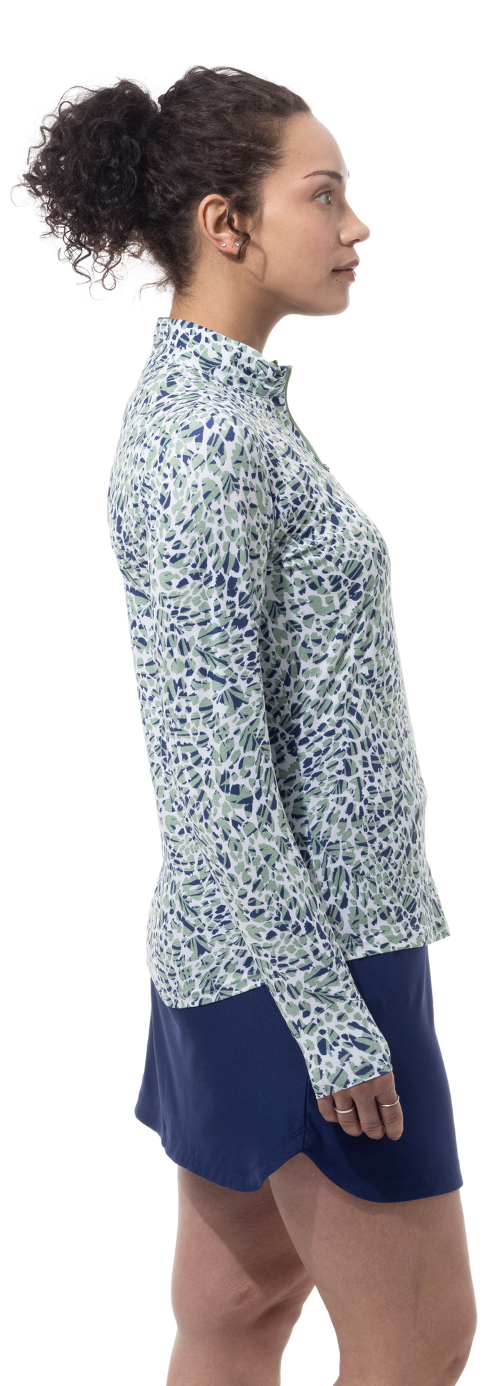 SanSoleil SolMelange Jungle Cat Long Sleeve Zip Mock