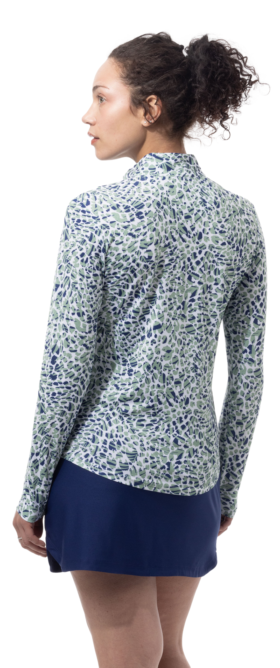 SanSoleil SolMelange Jungle Cat Long Sleeve Zip Mock