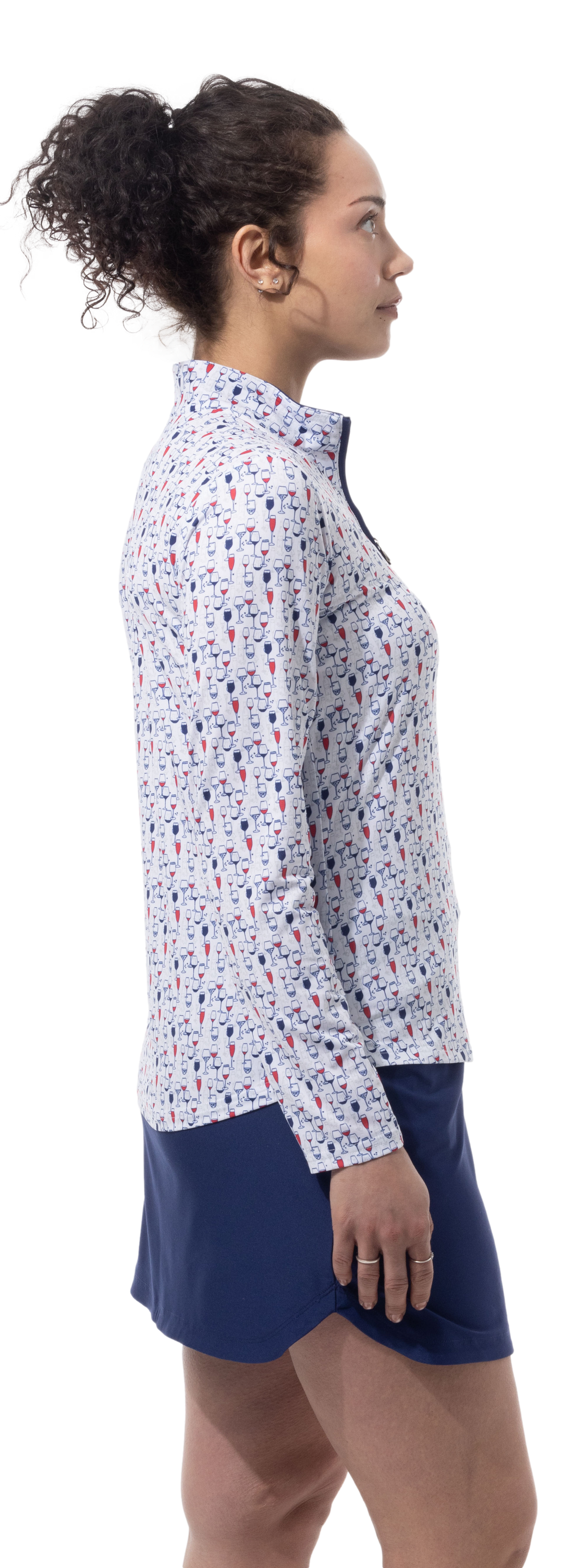 SanSoleil SolCool Red Wine &amp; Blue Long Sleeve Mock