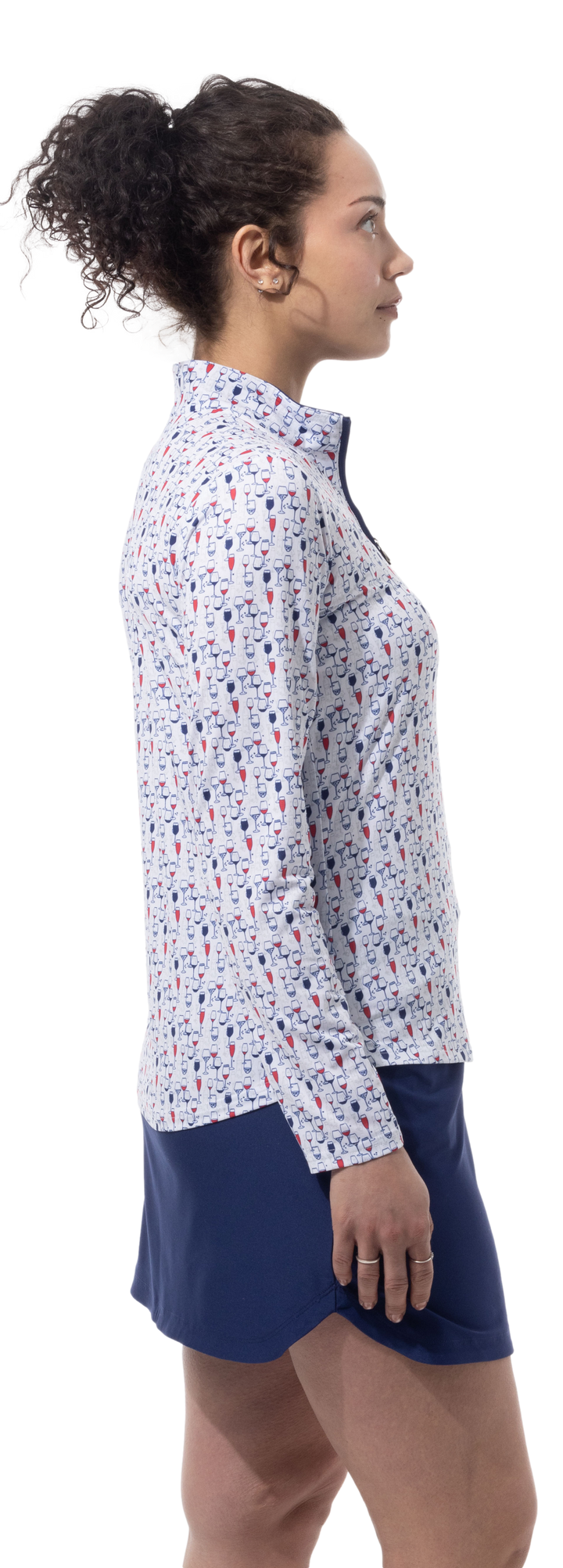 SanSoleil SolCool Red Wine &amp; Blue Long Sleeve Mock