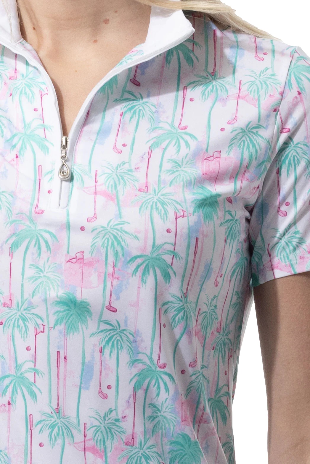 SanSoleil SolCool Golfers Paradise Short Sleeve Mock