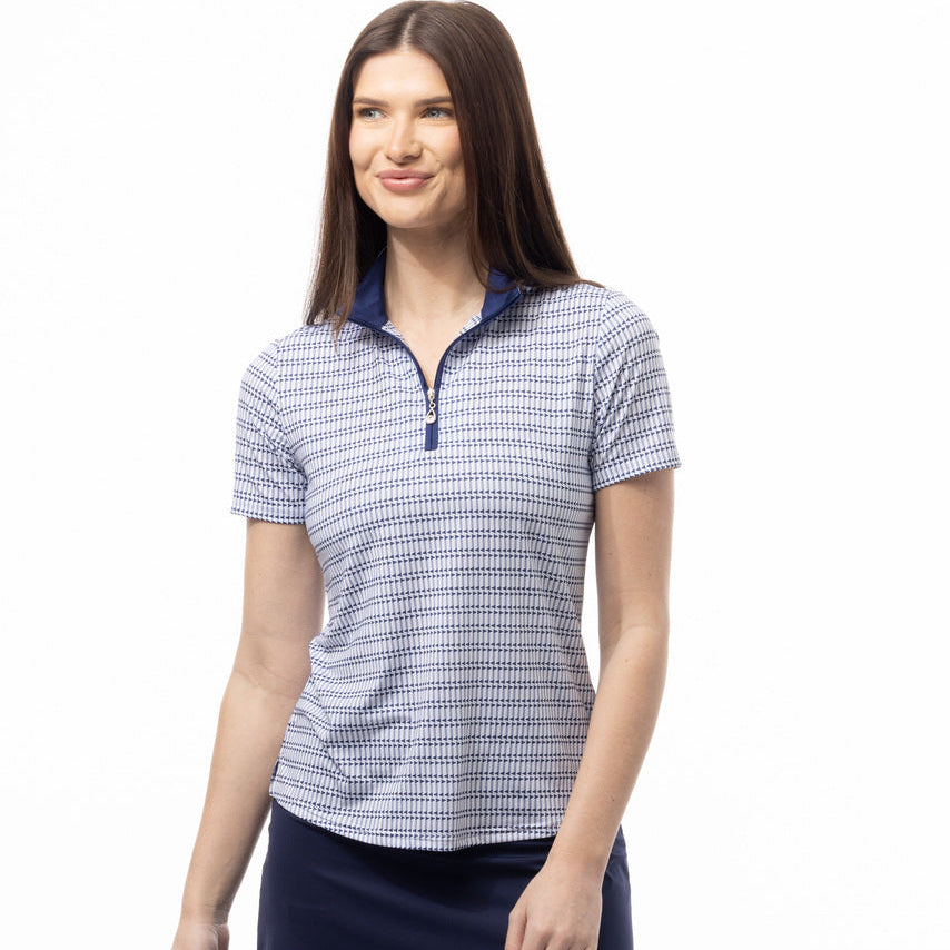 SanSoleil Mastermind Navy SolCool Short Sleeve Mock