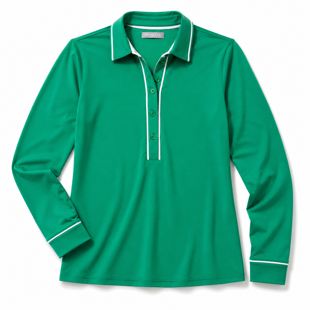 Varsity Green SanSoleil Tipped SolairCool LS Polo