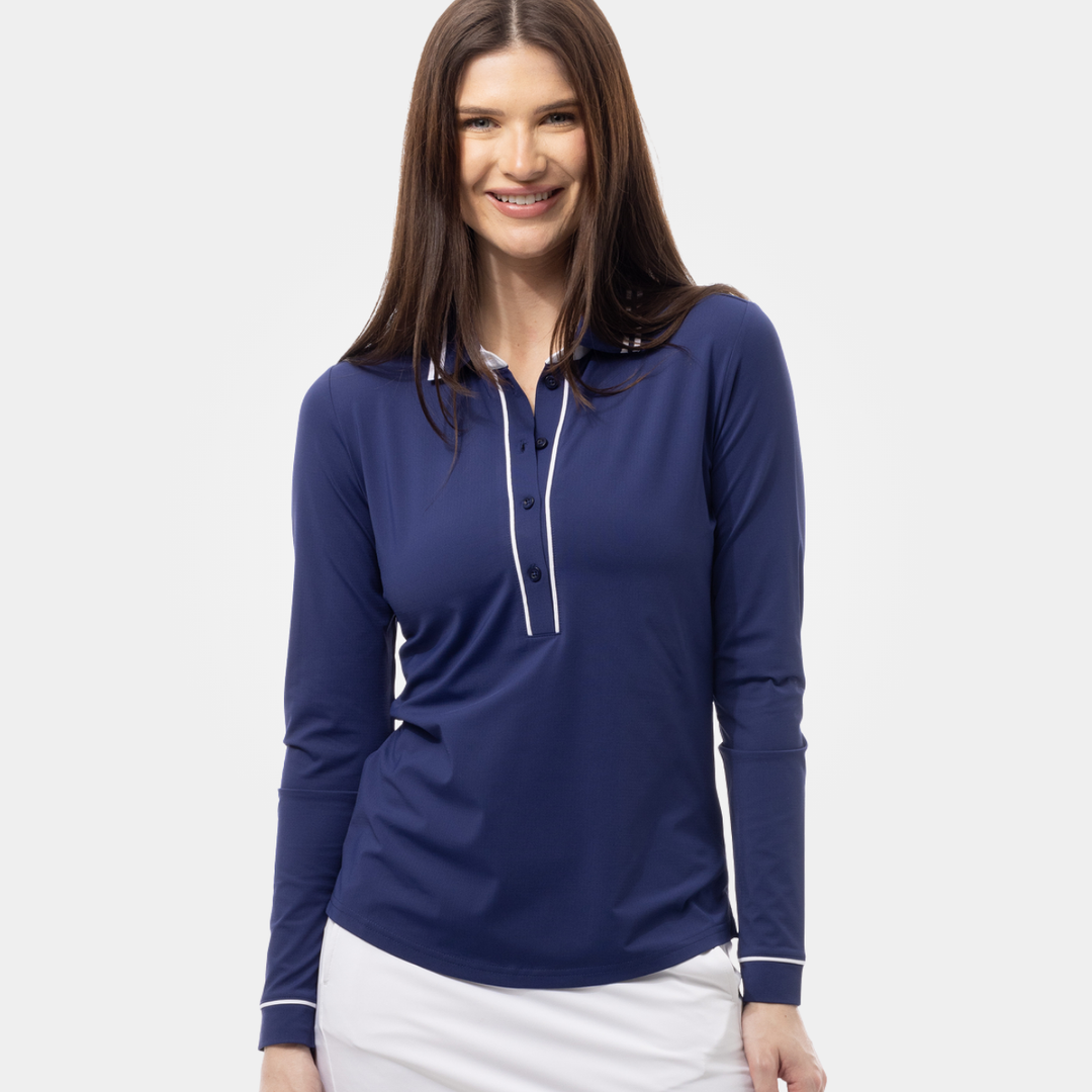 Navy SanSoleil Tipped SolairCool LS Polo