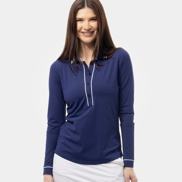 Navy SanSoleil Tipped SolairCool LS Polo