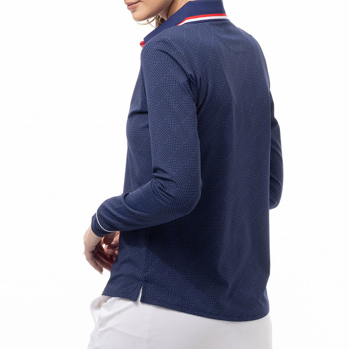 SanSoleil Betsy Long Sleeve SolairCool Tipped Polo