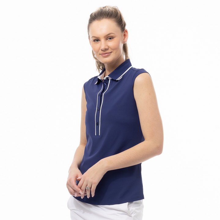 SanSoleil Tipped SolairCool Solid Sleeveless Polo [2026]