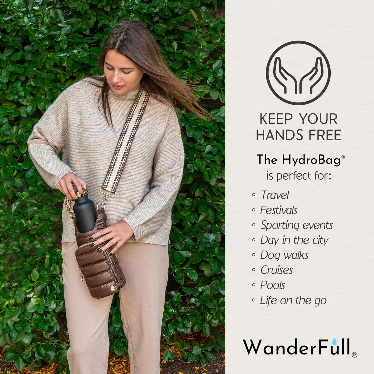 WanderFull Shiny Chocolate Brown HydroBag®