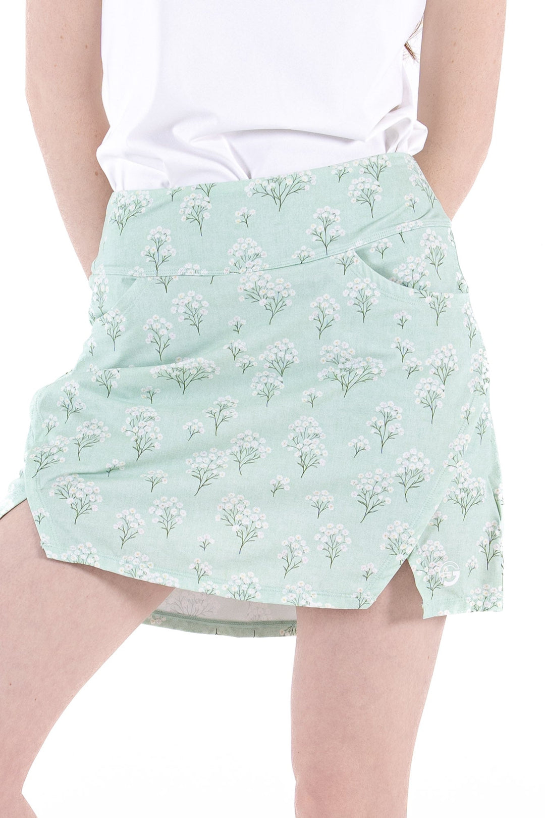 Foray Golf Misty Jade Notch Hem Skort