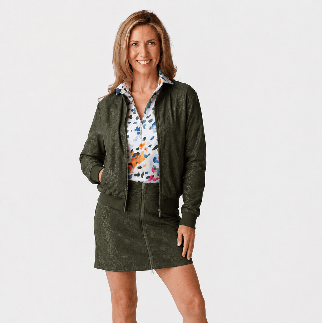 Aurora Olive Embossed Snake Skort
