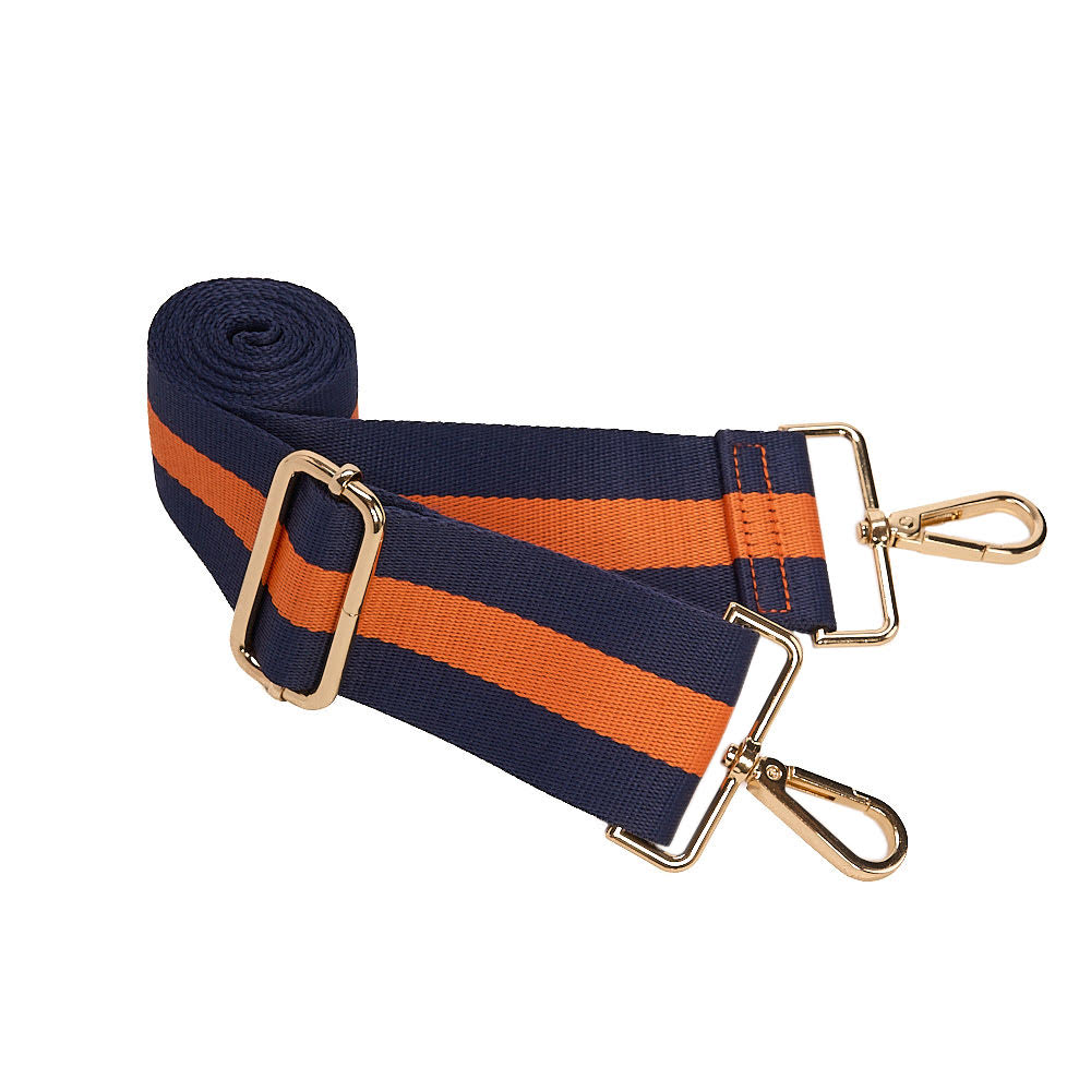 WanderFull Classic Matte Clementine HydroBag® with Navy/Orange Striped Strap