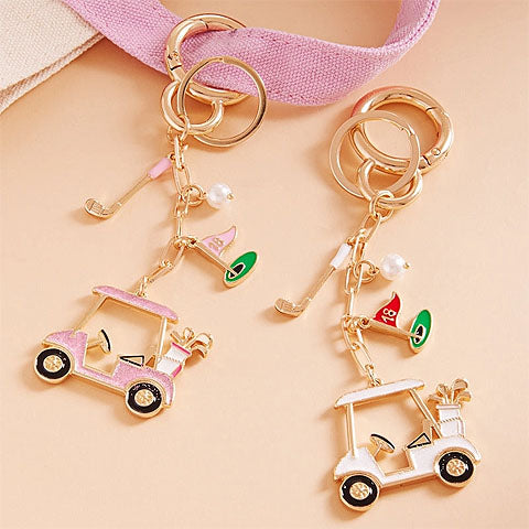 Golf Cart Shaped Bag Charm &amp; Keychain