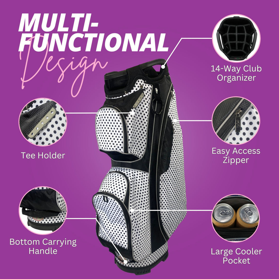 Taboo Fashions Black Tie Polka Dots 14-Way Lightweight Cart Bag