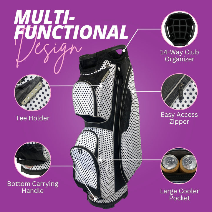 Taboo Fashions Black Tie Polka Dots 14-Way Lightweight Cart Bag