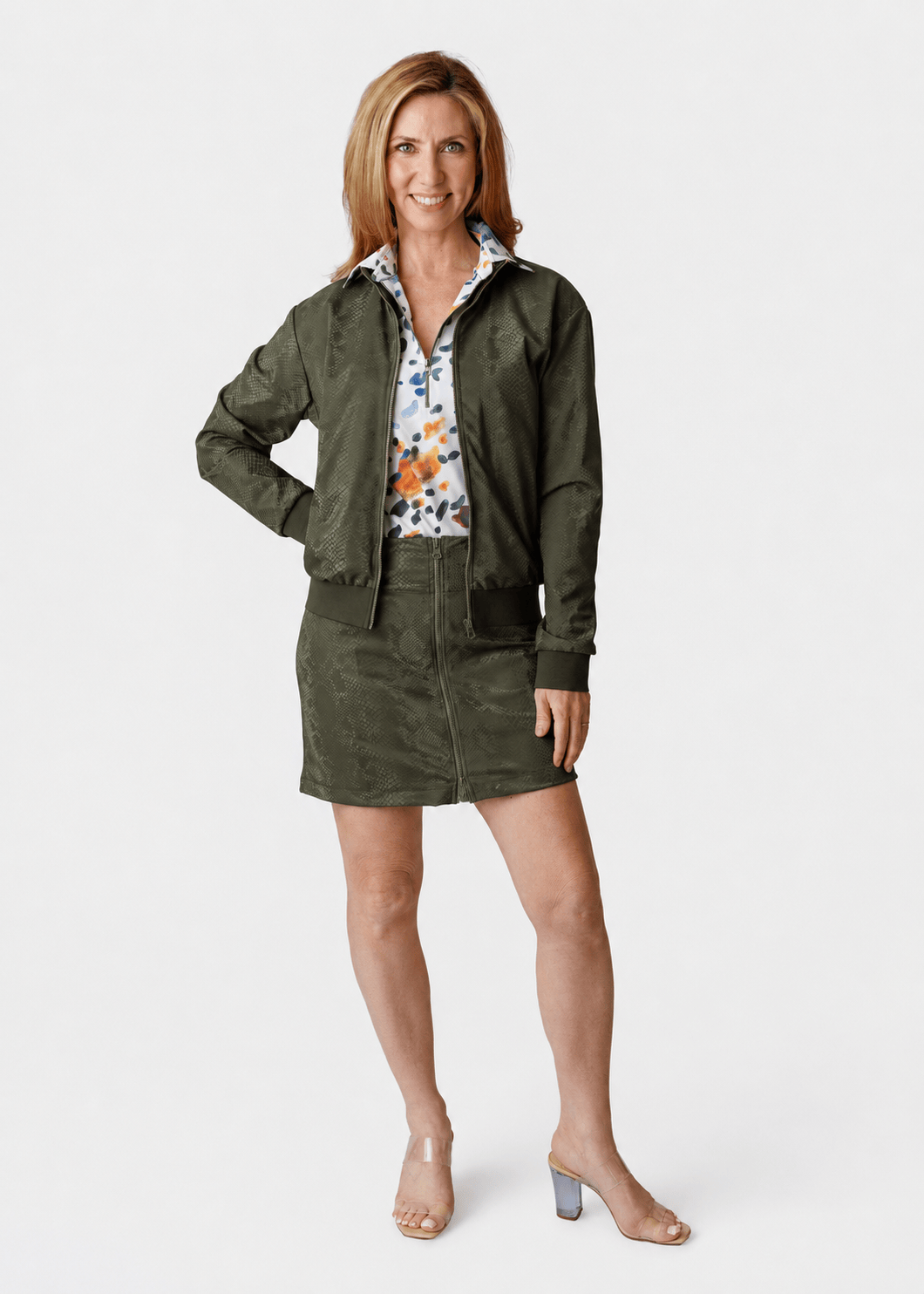 Aurora Olive Embossed Snake Skort