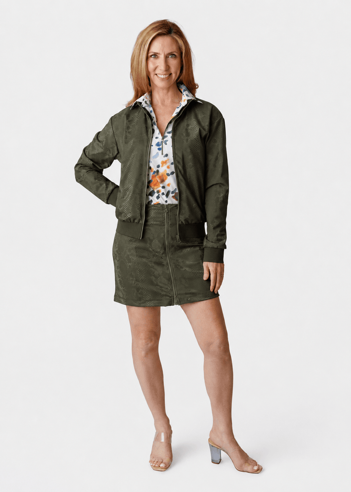 Aurora Olive Embossed Snake Skort
