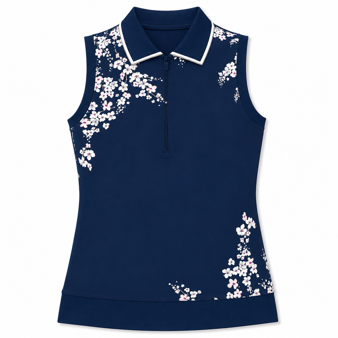 Callaway Floral Blossom Rib Sleeveless Polo