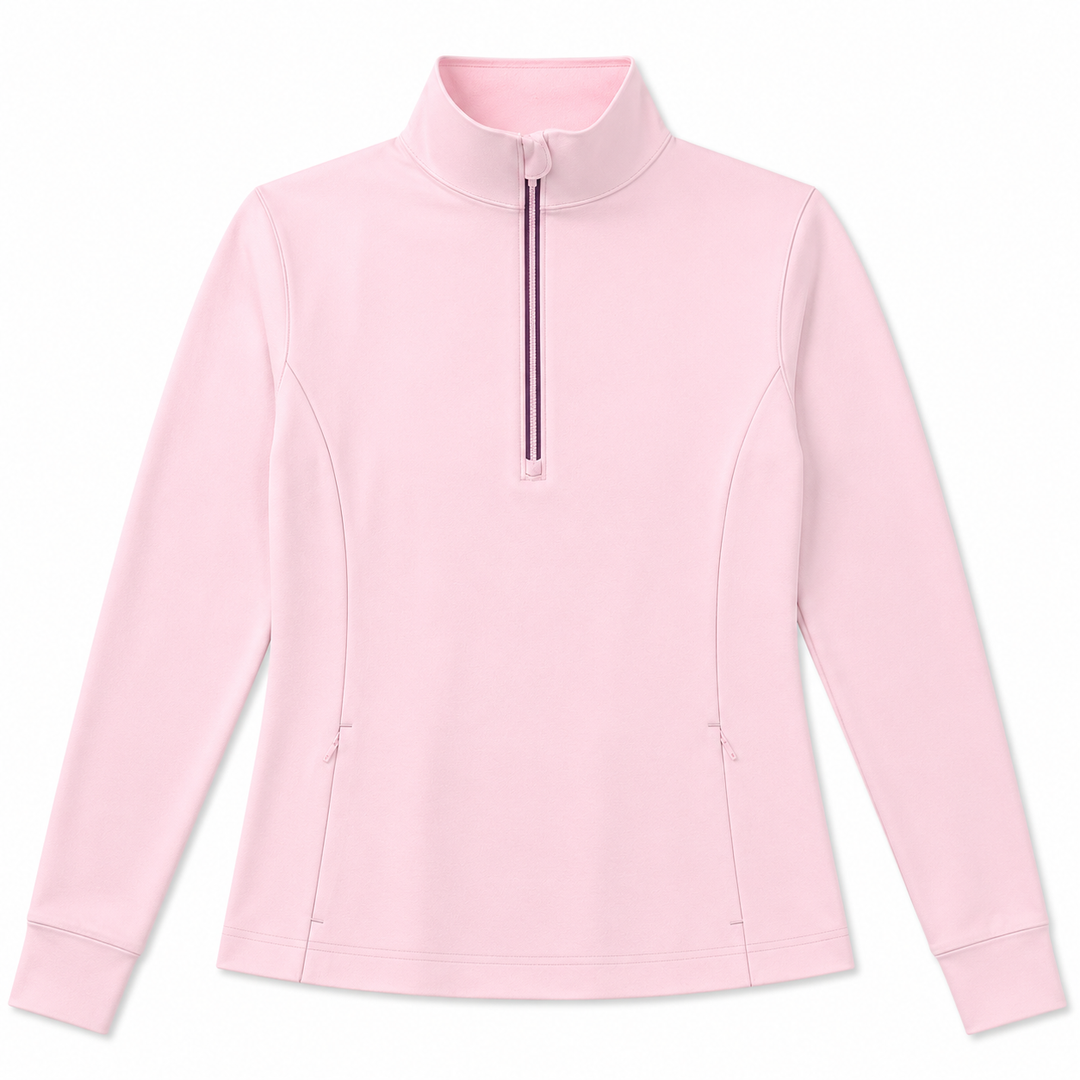 Callaway Midweight Textured Quarter Zip. - Cherry Blossom