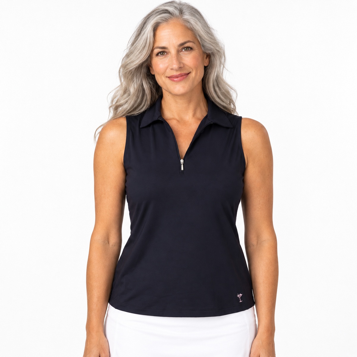 Golftini Classic Sleeveless Black Zip Polo