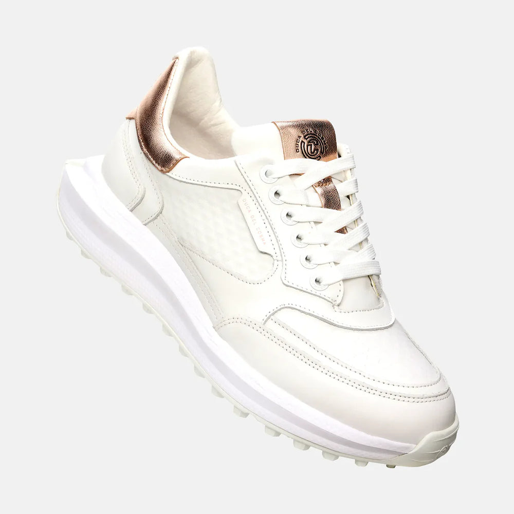 Duca Del Cosma Olivera II White/Rose Gold Waterproof Golf Shoe
