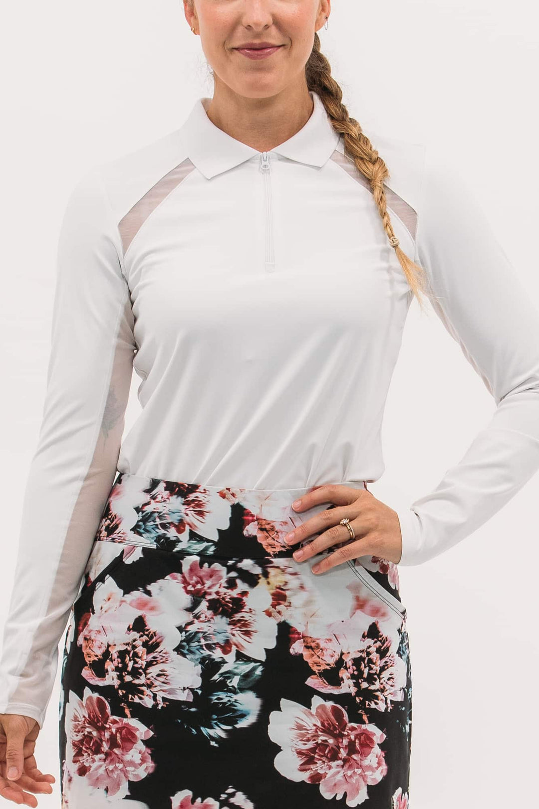 Foray Golf Mesh Inset Long Sleeve Polo