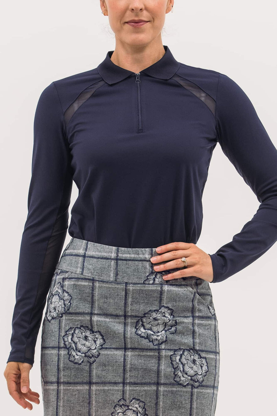Foray Golf Mesh Inset Long Sleeve Polo