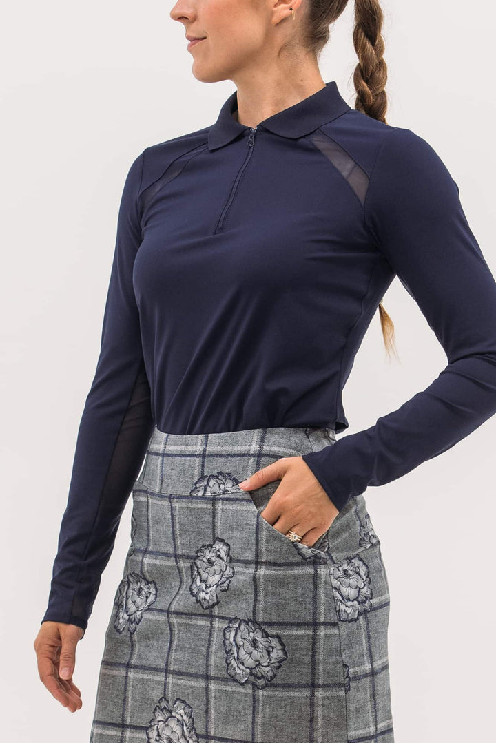 Foray Golf Mesh Inset Long Sleeve Polo