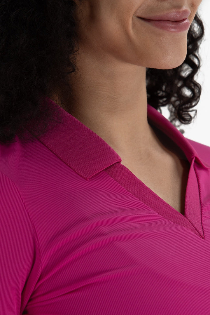 Foray Golf Rib V-Neck Long Sleeve Polo