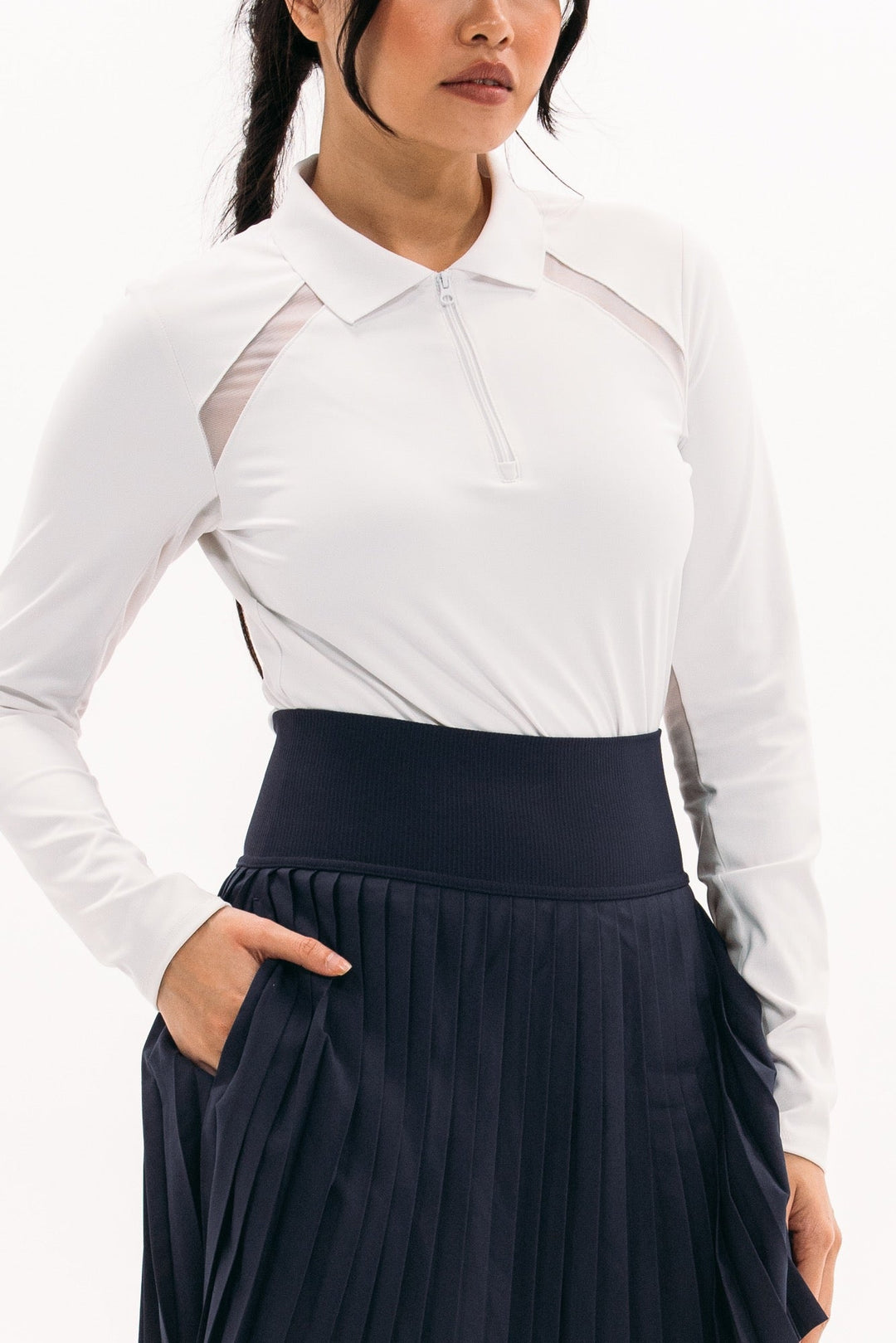 Foray Golf Mesh Inset Long Sleeve Polo