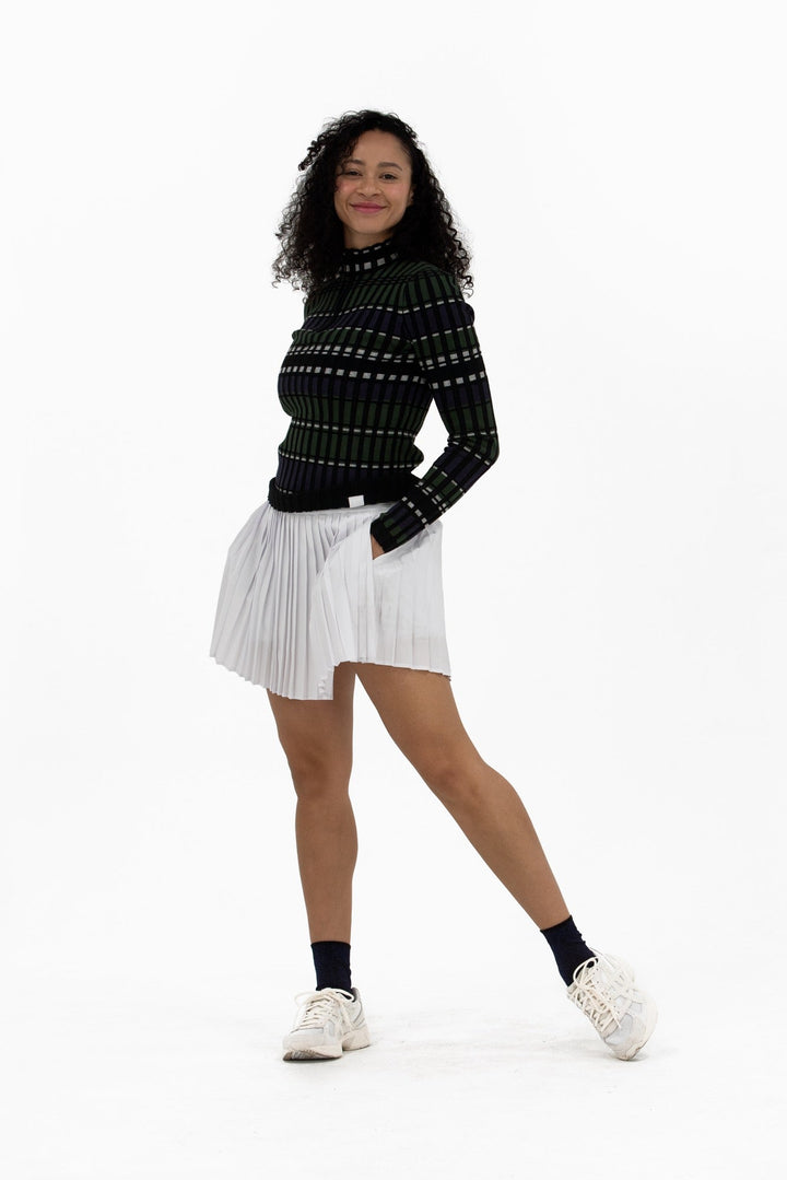 Foray Golf Rib Navy/Green Stripe Quarter Zip