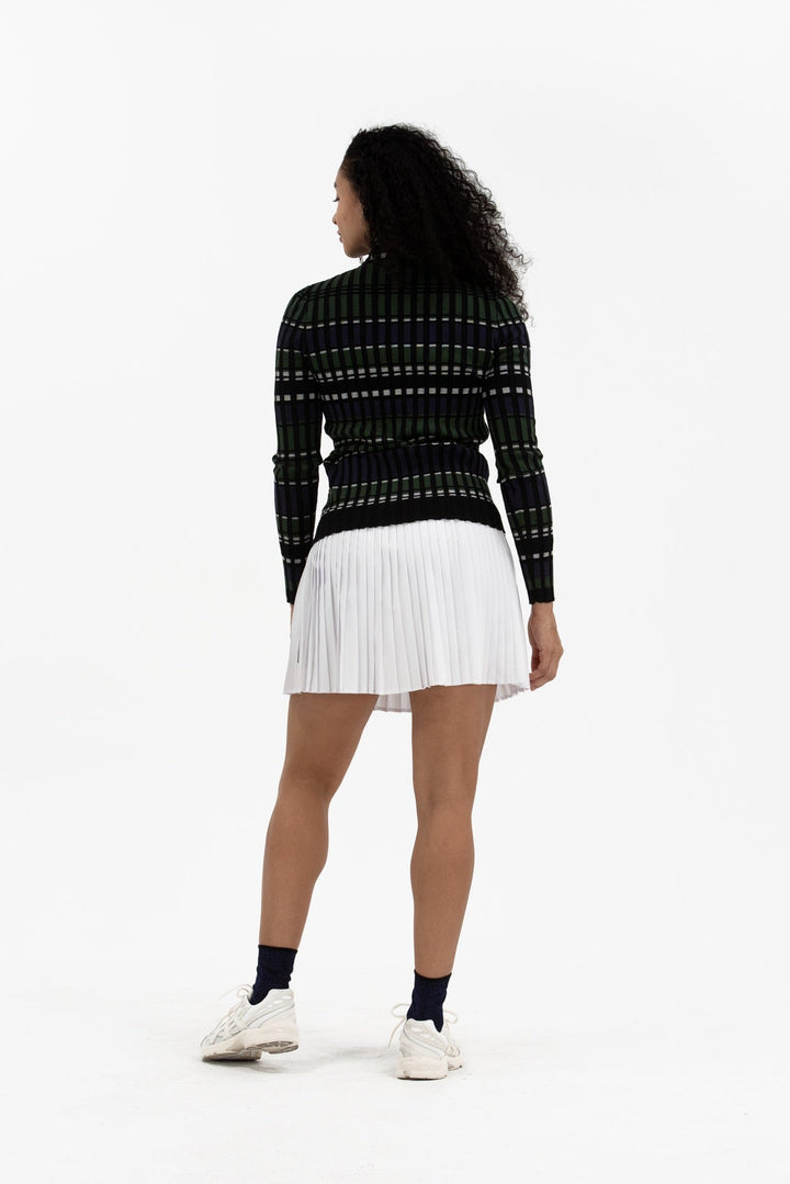 Foray Golf Rib Navy/Green Stripe Quarter Zip