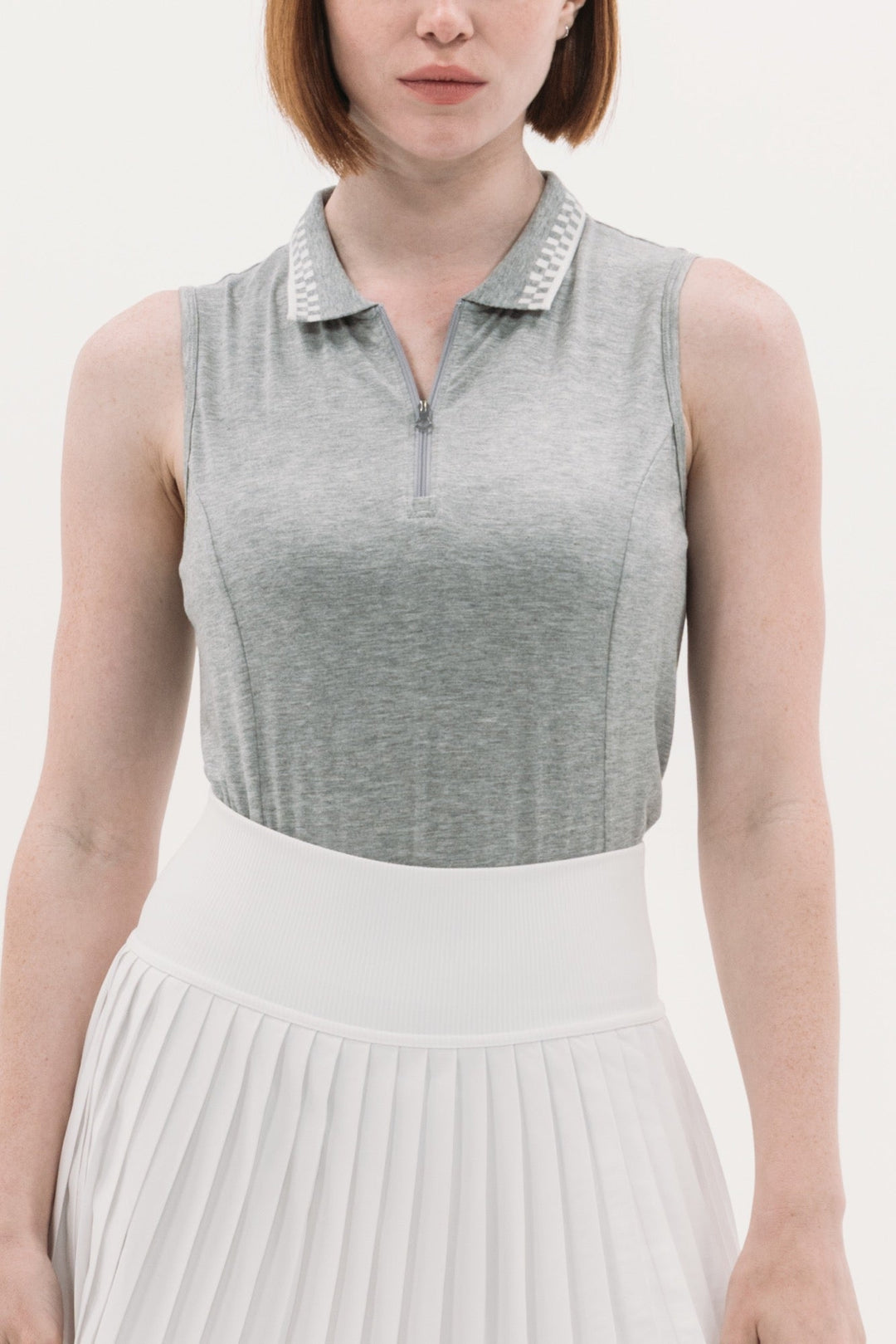Foray Golf Grey Melange Zip Polo
