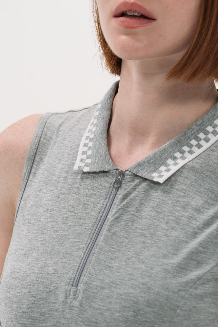 Foray Golf Grey Melange Zip Polo