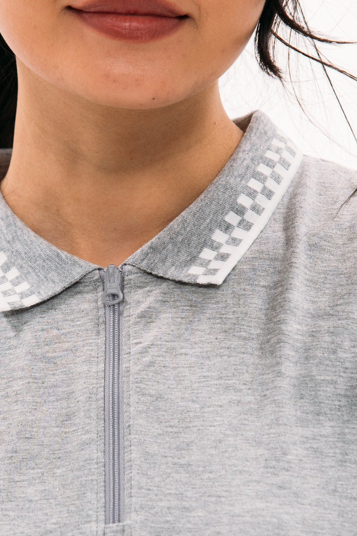 Foray Golf Grey Melange Zip Polo